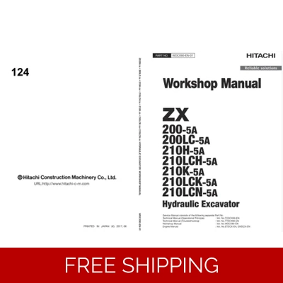 HITACHI ZX200-5A, ZX210-5A SERIES WORKSHOP MANUAL AND DIAGRAMS